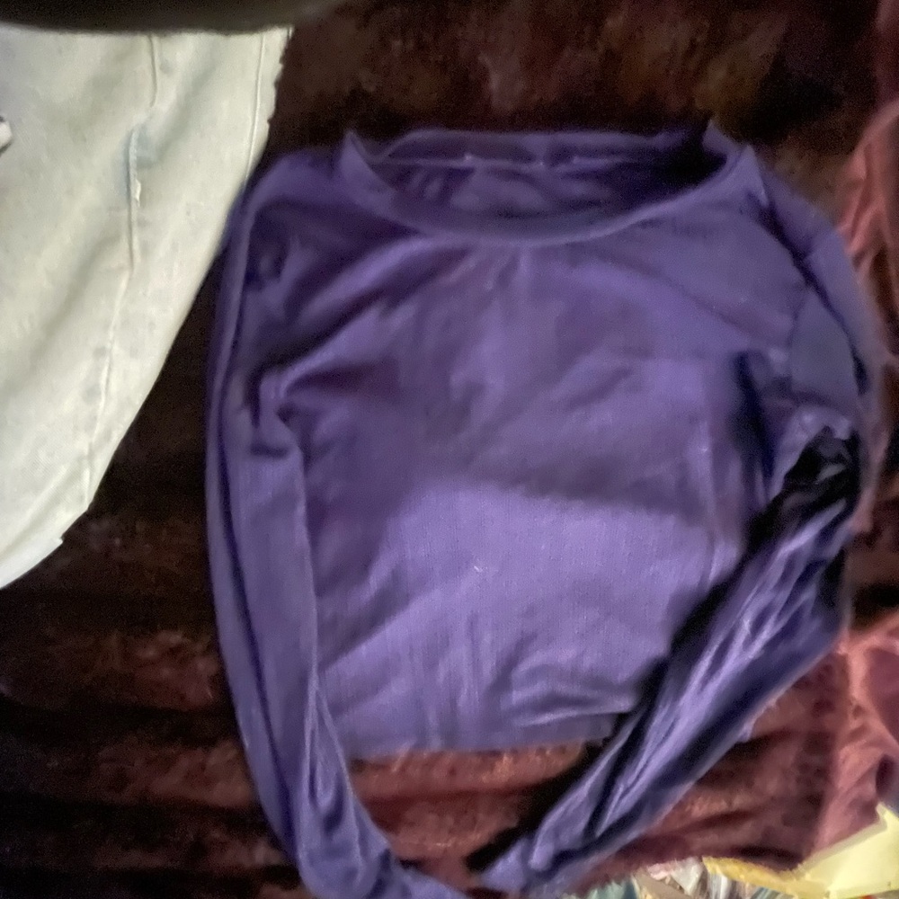 Women's Purple Long Sleeve Crop Top